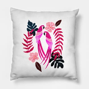 Tropical parrots - magenta Pillow