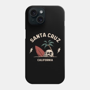 Vintage Surfing Santa Cruz California // Retro Surf Skull Phone Case