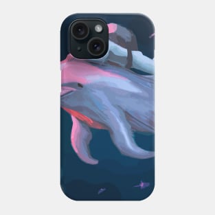 Astronaut riding on a Dolphin in Space Phone Case