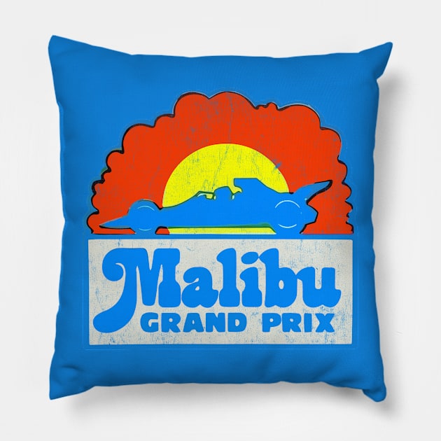 Malibu Grand Prix 70s Aesthetic Pillow by CultOfRomance