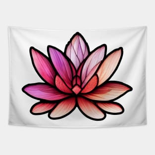 Stained Glass Pink & Peach Lotus Flower Tapestry