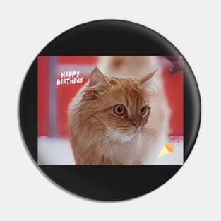 Ginger Cat Happy Birthday Card Pin