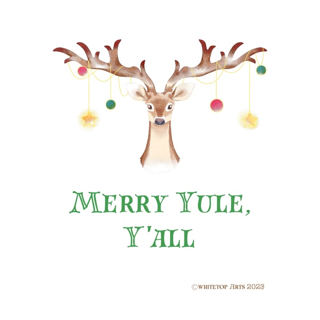 Merry Yule Y'All Reindeer Christmas Artwork by Whitetop Arts