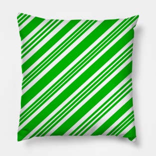 Green Candy Cane Stripes Pillow