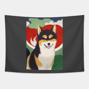 Shiba inu ukiyo-e design Tapestry