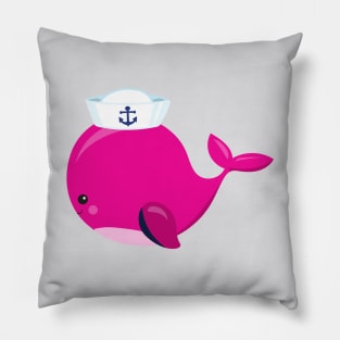 Sailor Whale, Little Whale, Cute Whale, Pink Whale Pillow