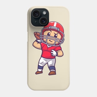 Cute Rugby Player Hold Rugby Ball Cartoon Phone Case