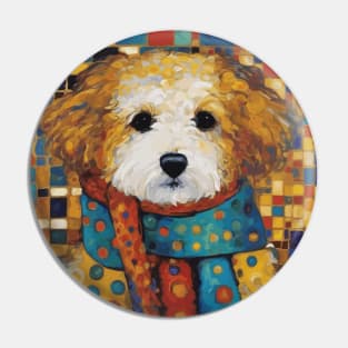 Gustav Klimt Style Dog with Colorful Scarf Pin