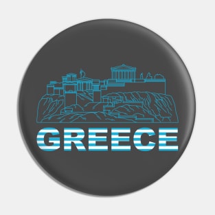 In this work we see the legendary Acroplus Greek structure. And also we see the ancient Greek city. The work is made with the color of the Greek flag. Pin