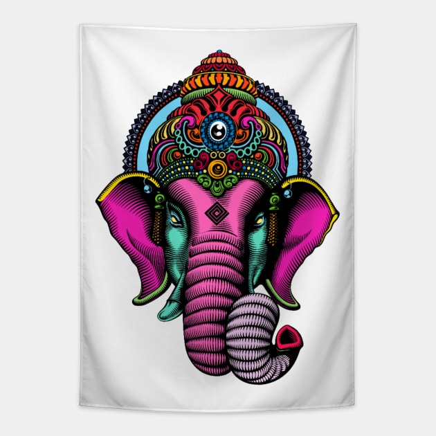 psychedelic elephant Tapestry by MARK ASHKENAZI