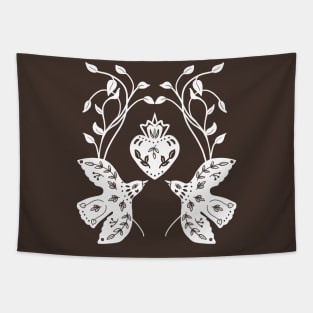 white birds and heart Tapestry