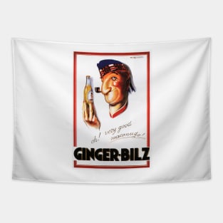 GINGER BILZ Vintage Soda Beverage Advertisement by Achille Mauzan Lithograph Tapestry