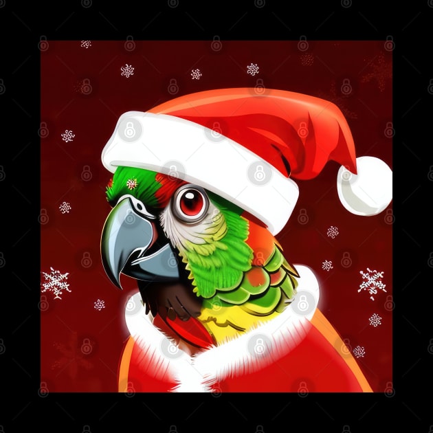 Adorable Green Cheeked Conure Santa Hat Suit Christmas by Jim N Em Designs