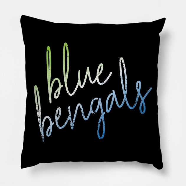 CURSIVE blue bengals Pillow by bluegrasscheercats