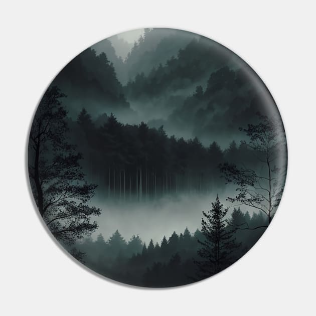 River Running Through a Misty Canyon Pin by CursedContent