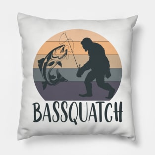 Bassquatch fisherman funny bigfoot gift Pillow