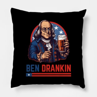 Funny 4th of July Ben Drankin Patriotic Pillow