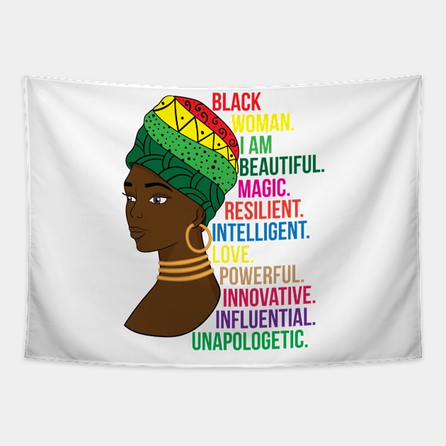 Black Queen Melanin Pride Black Girl Magic Gift Tapestry by JackLord Designs 