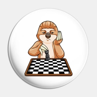 Sloth at Chess with Chess board Pin