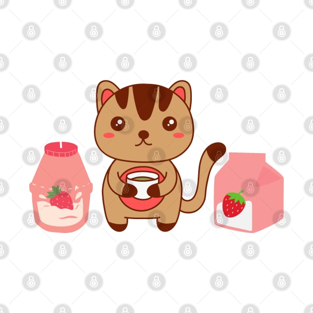 Kawaii kitty strawberry tea by Coffee Shelf