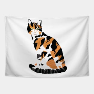 Calico cat sitting Tapestry