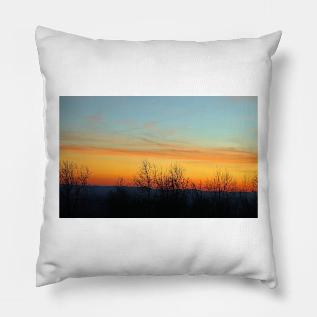 North Carolina Mountain Sunset Pillow by Cynthia48