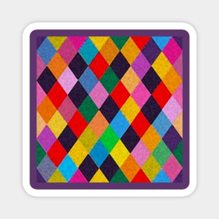 MARDI GRAS HARLEQUIN PATTERN Colorful Rhombi Magnet