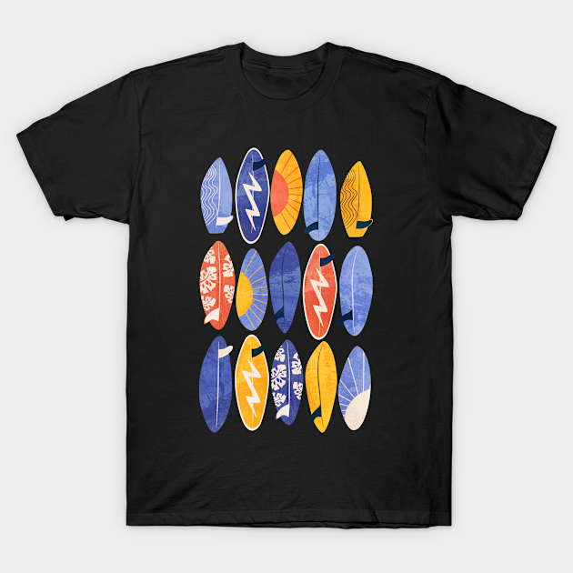 Surfboard on blue - Summer - T-Shirt