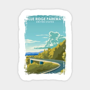 Blue Rich Parkway Vintage Travel Poster Magnet