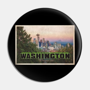 Greetings from Washington - Vintage Travel Postcard Design Pin