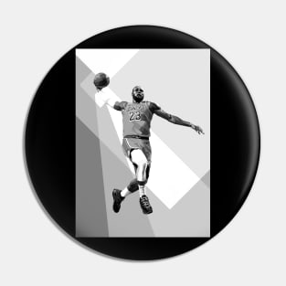 Lebron James Dunk WPAP Pop Art Black & White Illustration Pin