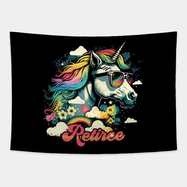 Rainbow Unicorn Retiree Tapestry by walaodesigns