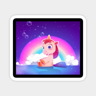 Cartoon cute unicorn with raibow Magnet