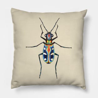 Six-Spotter Tiger Beetle Art Pillow