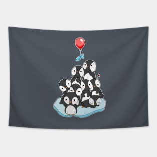 Cute penguin mountain Tapestry