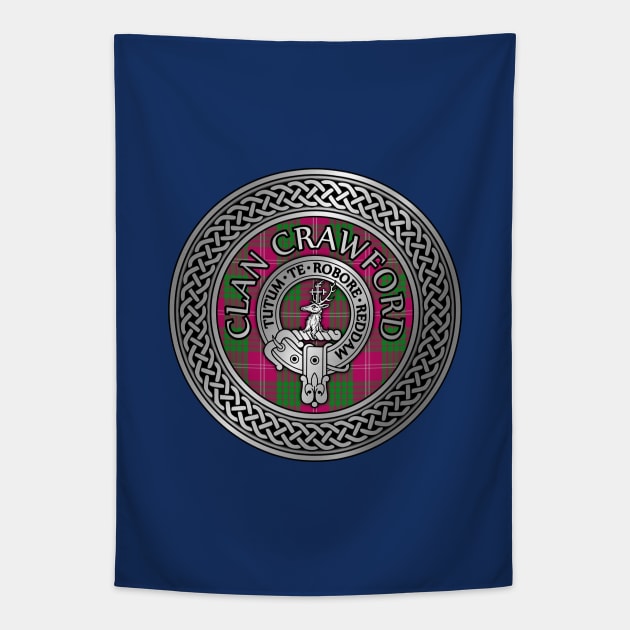 Clan Crawford Crest & Tartan Knot Tapestry by Taylor'd Designs