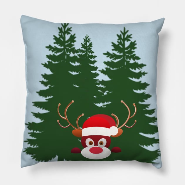 Christmas tree & deer Pillow by RedCat