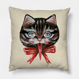 Cute black cat Krampus face Pillow