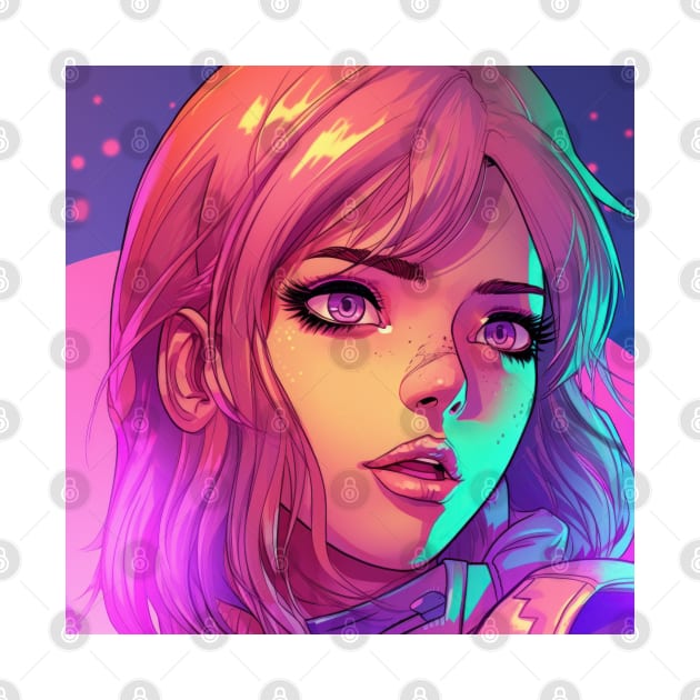 Synthwave Comic Girl by kaileena-ai