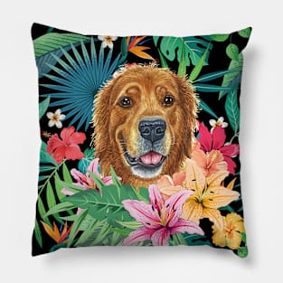 Tropical Golden Retriever 1 Pillow