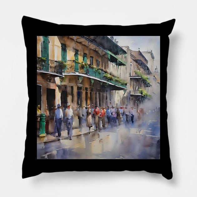 Memories of New Orleans - Bourbon Street Pillow by Oldetimemercan