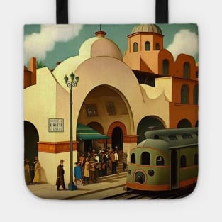 Vintage Art Deco Train Station Tote