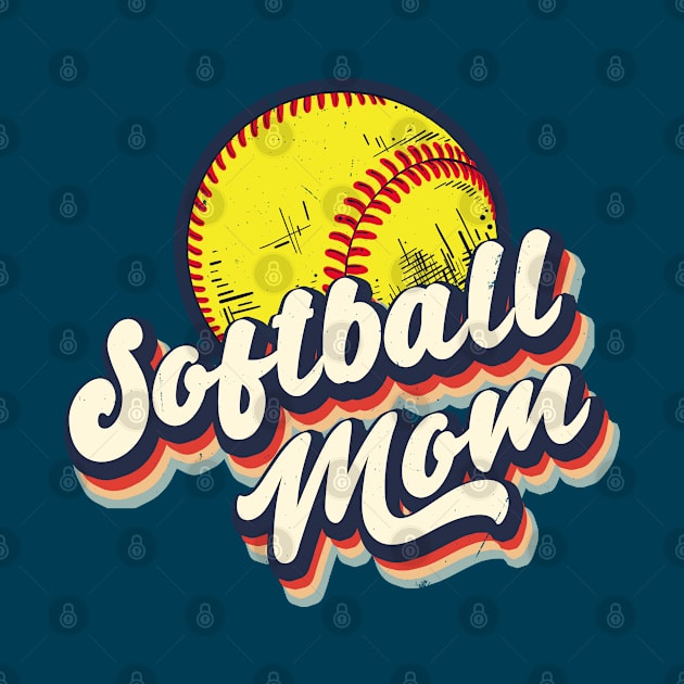 Retro Softball Mom Funny Vintage Softball Mom by Green Splash