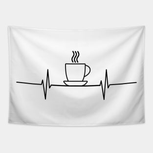 Coffe Heartbeat - Black design Tapestry