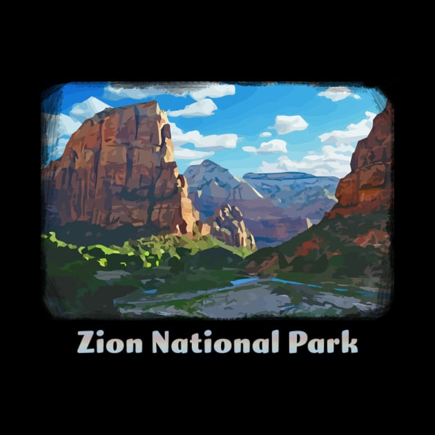 Zion National Park Utah colorful vintage retro by jdunster