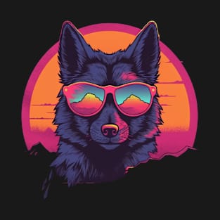 Synthwave Wolf Head T-Shirt