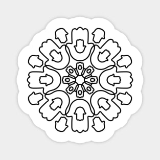 Black White Hamsa Mandala Magnet