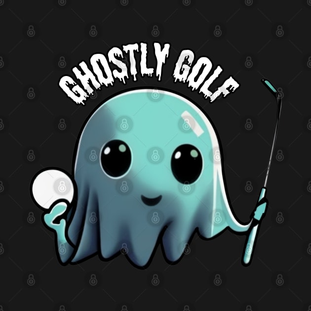 Cute ghost playing golf: The Hauntingly Skilled Ghost Golfer, Halloween by Project Charlie