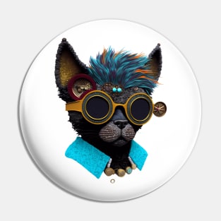 Black Cat in Sunglasses Sticker Pin