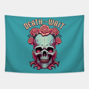 Death Can Wait, Rose and Skull Poster Tapestry
